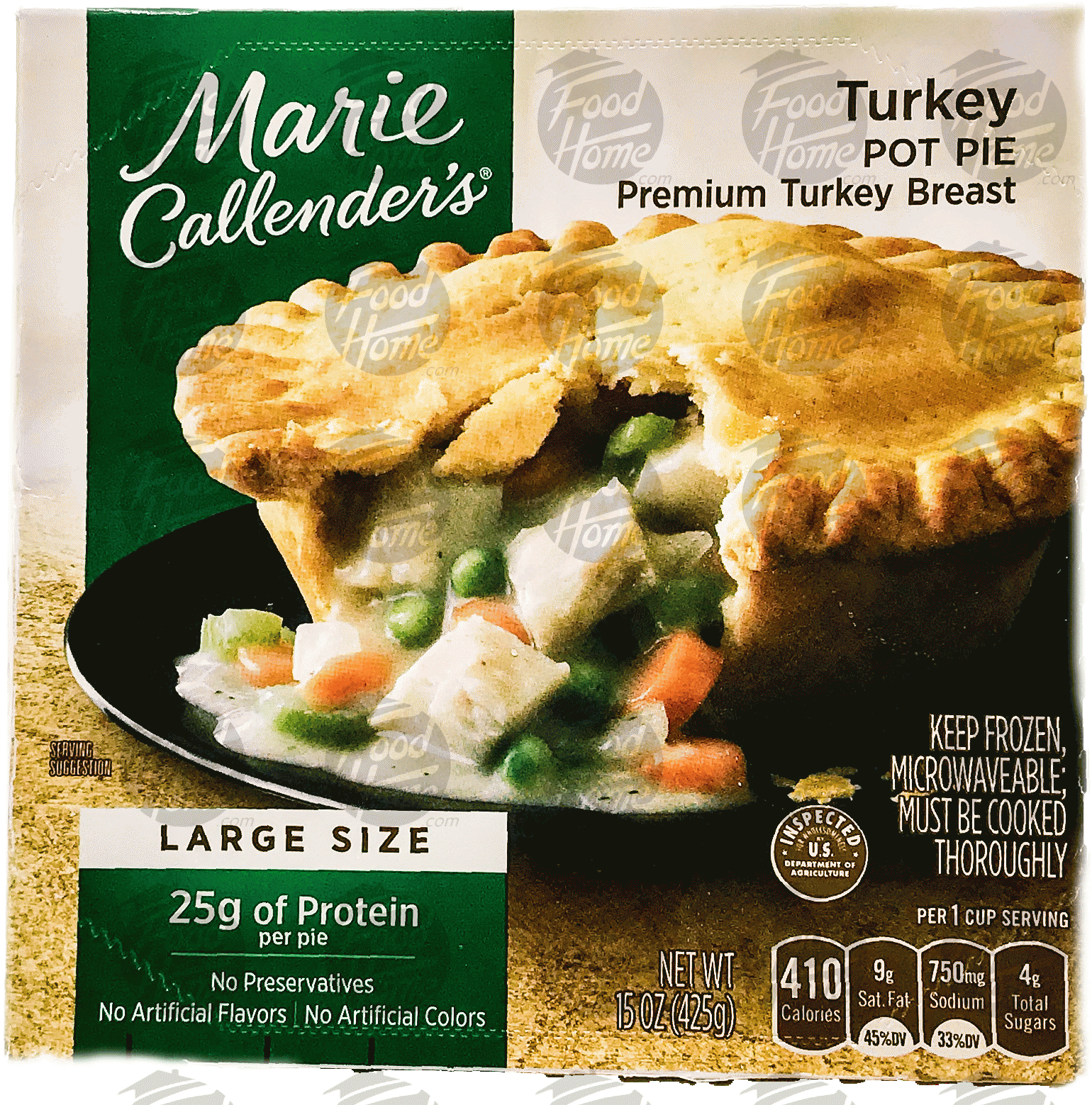 Marie Callender's Large Size turkey pot pie, frozen box Full-Size Picture